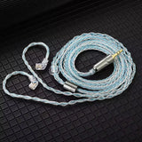 QKZ T1 Cavo Upgrade per Auricolari 8 Core Placcato Argento 2 Pin 0,75mm - Light Blue - Blu Chiaro