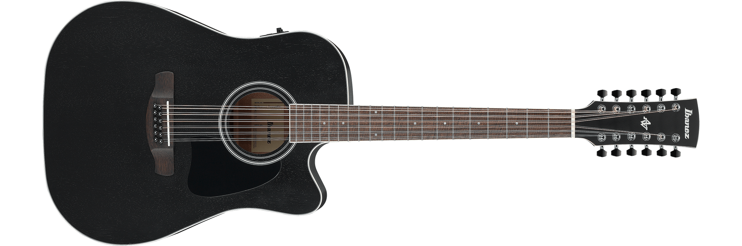 Ibanez AW8412CE-WK vista frontale, finitura Weathered Black open pore