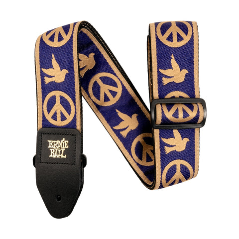 Ernie Ball 4699 Strap Navy Blue and Beige Peace Love Dove Jacquard